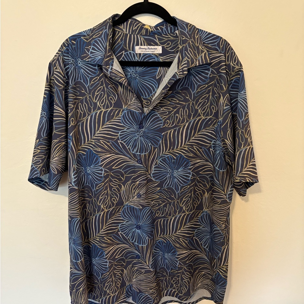 Tommy Bahama Navy and Beige Floral Shirt